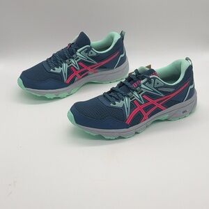 NWT Asics Gel Venture Trail Running WOMEN SIZE 8.5 Mako Blue/Pink Glo Sneakers
